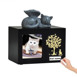 Custom Pet Keepsake Urns for Cats Wooden Box for Pet Ashes with Photo for Your Beloved Pets, Pet Cremation Urns as Sympathy Gifts for Pet