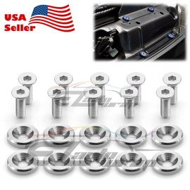 EZAUTO WRAP 10pcs Silver Billet Aluminum Fender Bumper Washer Bolt Engine Bay Screw Dress Up Kit JDM M6x15mm 6061 T6-Grade