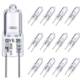GY6.35 Light Bulbs 12V 35W JC T3/T4 Bi-pin GY6.35 Capsule Bulbs 12 Pack Crystal Clear Halogen Bulb 2 Pin Dimmable 2700K Warm White with 2 Prong GY6.35 Base for Pendant Light, Chandelier, Table Lamp