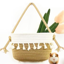 HZYURUO Basket Guinea Pig Hammock with Natural Cotton Rope, Swing Guinea Pig Bed Warm Ferret Hammock for Sleep Hide and Play