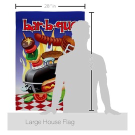 Breeze Decor Bar B Que House Flag 2 pcs Pack Summer Fun in The Sun Beach Pool Luau Tropical Party Season Outdoor Summertime Sunny Decoration Banner Small Garden Yard Gift Double-Sided, Made in USA