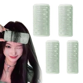 TUMETINSS Bangs Curler, Set of 4, Thick Magic Curlers, Curly Hair, Natural Curls, Small Face Effect, Korean Style, Time Saving, Beginners, Bangs, Diameter 2.0, 1.0, 1.0 inches (5, 4, 3, 2.5 cm), Green, Set of 4