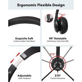 EAGLEND Headset with Microphone for PC Wired Headphones - USB C 3.5mm Headsets with Noise-Cancelling Microphone for Laptop - Type-C Computer Headphones with Mic in-line Control for Home