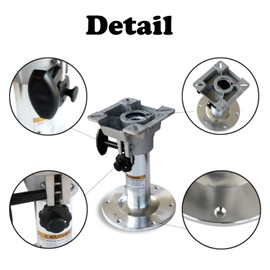 ONHI Aluminum Adjustable Height Locking Boat Seat Pedestal 13-Inch to 19-Inch,Silver Polished