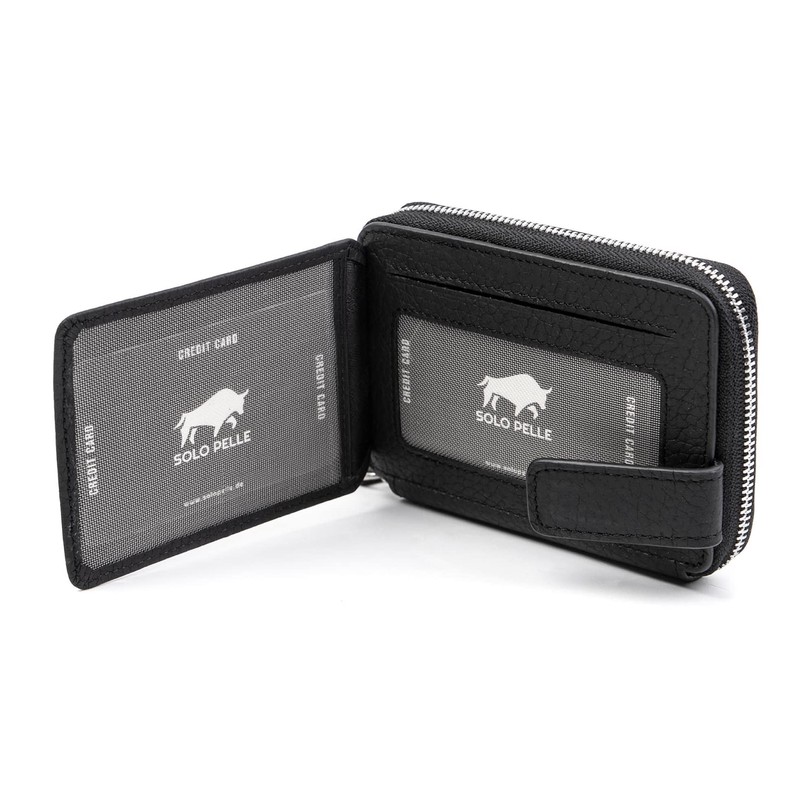 Solo Pelle Genuine Leather Wallet with Magnetic Closure - Space