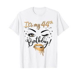 It's My 44th Birthday Queen 44 Years Old Eye Lash Lips Kiss T-Shirt