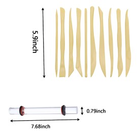 Tbczvx 11Pcs Clay Rolling Pin Set,Air Dry Clay Tools Sculpting Tools Olling Pin for Clay Plastic Scraper Backing Board for DIY Handmade Crafts Art Supplies Pottery Teaching Tools