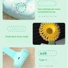 YZYOE Mini Charging Fan with LED Light, Cute Green Chrysanthemum