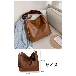 YFFSFDC Women's Shoulder Bag, Lightweight, Large Capacity, 2-Way Shoulder Bag, Crossbody Bag, A4 Compatible, For Work, School, Business Trips, Travel, Braun