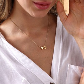 Lisitine Heart Initial Necklaces for Women, 14K Gold Plated Letter necklace Cute Bubble Heart Necklaces for Women Trendy Bubble Gold Initial necklace Gifts for Women