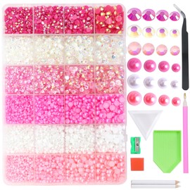 RODAKY 28800pcs Flatback Pearls Rhinestones for Craft Mix Color Resin Crystal Rhinestones Gems Beads for Manicure DIY Crafts Tumblers Clothes Makeup with Picker& Pencil &Tweezer (Set 3)