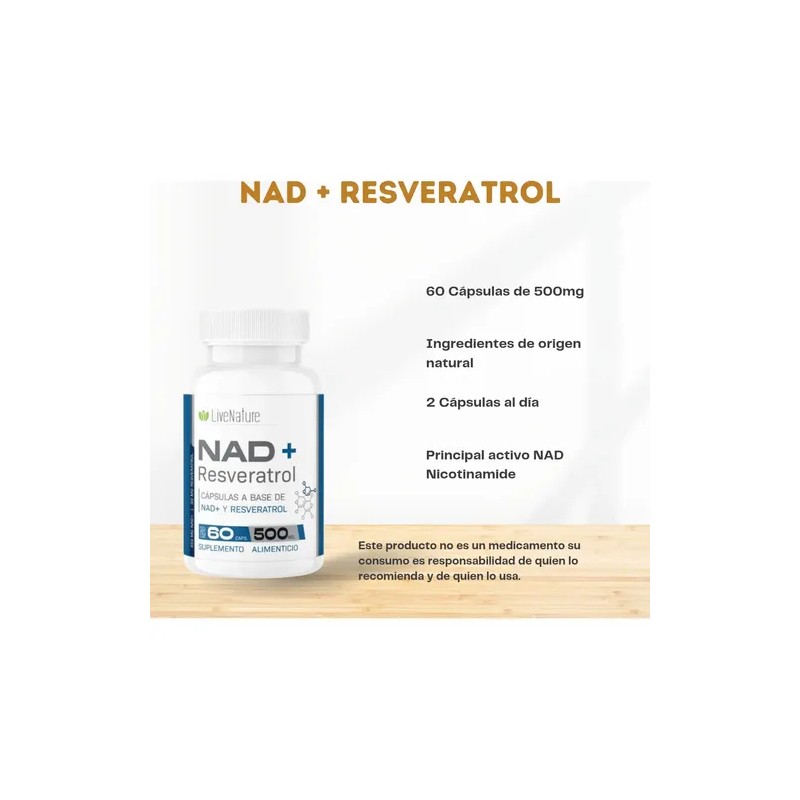 Resveratrol + Nad 120 Caps Live Nature Antioxidante Natural