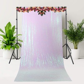 Trimming Shop 4ft x 7ft Iridescent White Sequin Backdrop Photography Background Shiny Fabric Glitter Curtain Backdrop Photo Studio Background for Birthday Wedding Reception Party Christmas Decoration