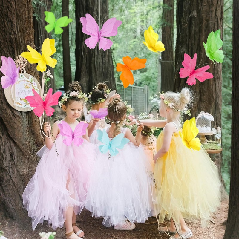 EASY JOY 6PCS Large Paper Butterfly Wall Decorations 9.8'' Pastel