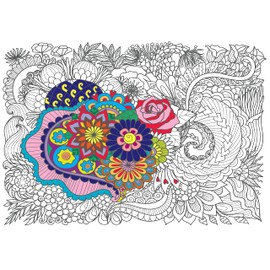 SJPRINTER Giant Coloring Poster for Kids and Adults - Creative Fun for Classrooms, Care Facilities, Schools, Groups and Families (Flower Garden, 30" x 42")