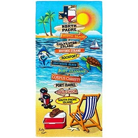 Texas Beach Towel 30 x 60 inch 100% Cotton (30" x 60", Texas Signs)