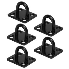 5Pcs Thickened Stainless Steel Ceiling Hook Reinforced Load Bearing Door Buckle Fixing Buckle Stainless Steel Eye Plate Black (6mm)