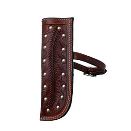 Equitem Feather Tooled Leather Flag Carrier for Saddle (Brown)