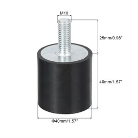 sourcing map M10 Thread Rubber Mounts, Vibration Isolators, Cylindrical Shock Absorber with Studs 40 x 40mm 4pcs
