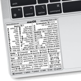 Synerlogic Mac OS Shortcuts Sticker for Air/Pro | Keyboard Stickers for macOS | Laminated Vinyl MacBook Cheatsheet | MacBook Shortcuts 2026 (White)
