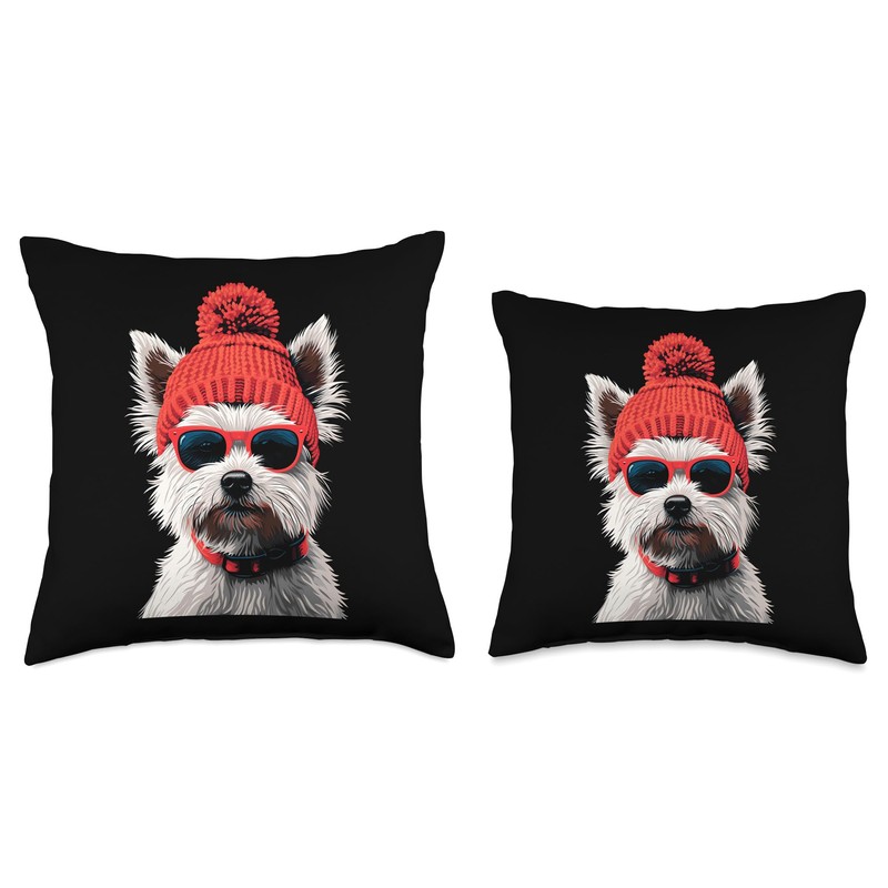 Yorkshire Terrier Dog Breed Winter Clothes Glasses Cool Dog Throw
