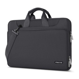 MOSISO 360 Protective Laptop Shoulder Bag Compatible with MacBook Air/Pro, 13-13.3 inch Notebook, Compatible with MacBook Pro 14 inch M3 M2 M1 2024-2021, Matching Color Sleeve with Belt, Space Gray
