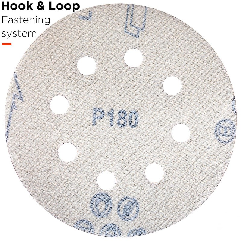 YoiYee 180 Grit Sanding Discs Pads, 8 Holes, 125mm/5-inch Hook