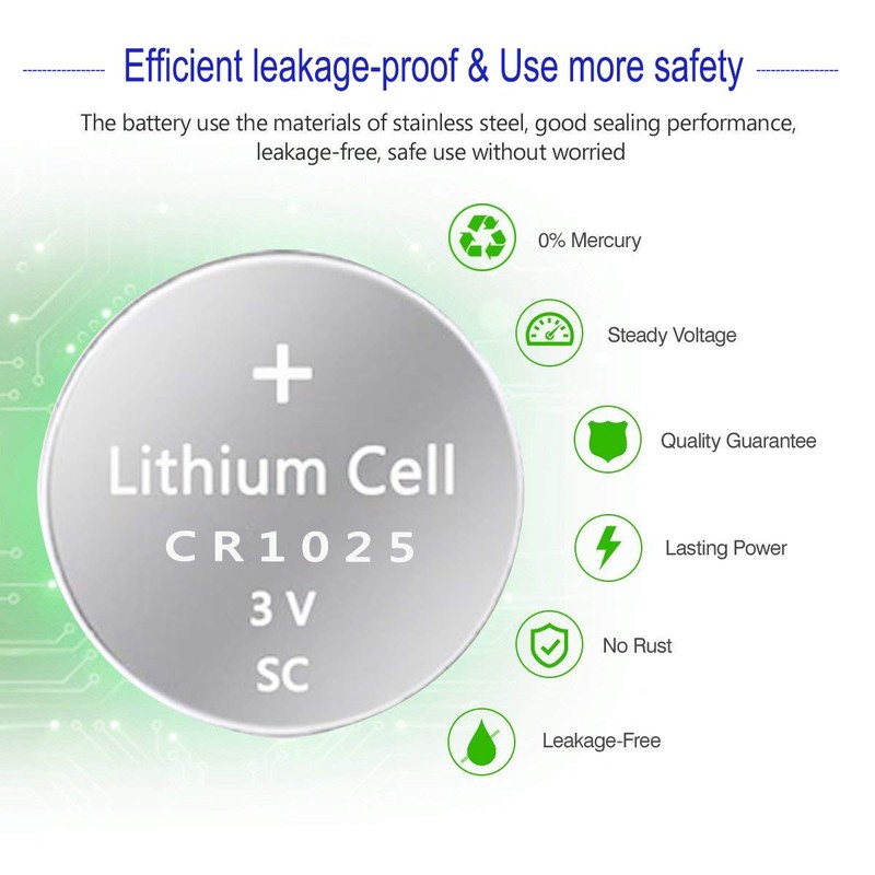 UOGTNON CR1025 3V Lithium Battery (10 - Pack)