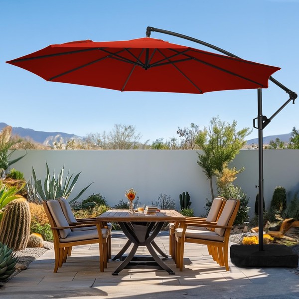 wikiwiki 10ft Patio Umbrella with Base Included, Outdoor Offset Cantilever