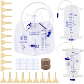 External Male catheters for Men, 20 Soft Latex, 2 Rolls of Tape, 1 x 750 ml Leg Bag, 1 x 1000 ml Leg Bag, 1 x Extra Large Catheter 2000 ml Urine Bag with Enhanced Anti-Reflux Drip Chamber (25mm)