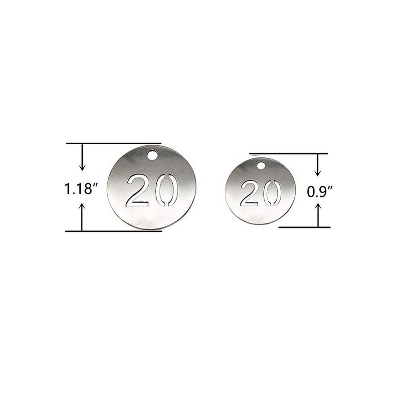 Diameter 1.18 Inches Bigger Hollowed Stainless Steel Number Tags Key