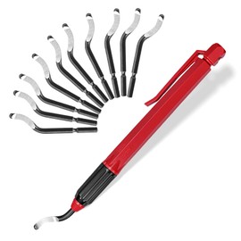 AFA Tooling Pen Deburring Tool, 11 M2 HSS Blades, Red Handle & Clip