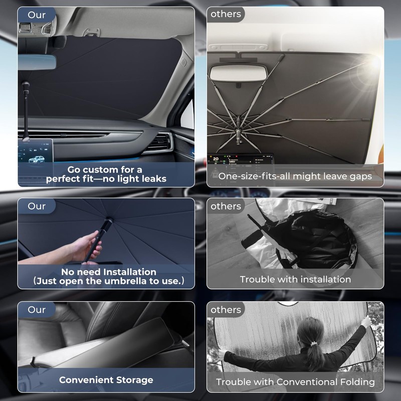 Windshield Sun Shade Umbrella: for Dodge RAM-1500-2019-2025 - Front Custom