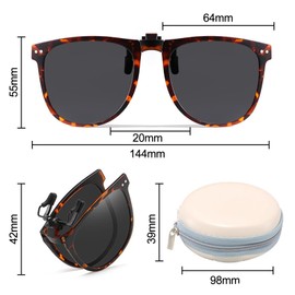 DAVBNM Polarised Clip on Sunglasses, Retro Clip-on Sunglasses for Women Men, for Concealing Your Glasses, UV400 Protection, Driving Fishing Outdoor