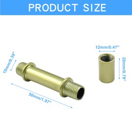 Litoexpe Double End Straight Pipe Lamp Stem Kit 50mm(1.97"), Lamp Extension Rod with Connector 4 Pcs, Lamp Rod Hardware Light Fixture Parts Replacement Gold