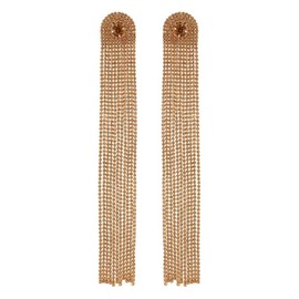 Wekicici Long Rhinestones Tassel Earrings Bohemian Sparkling Crystal Statement Drop Dangle Earrings for Women Wedding Prom Fashion Accessories(Brown)