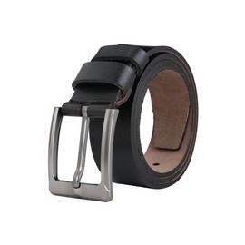 TEAMMAO Leather Belt Men's Belt Leather Waist Belt Normal Large Size 110 cm-180 cm Retro Black Buffalo Leather Denim Belt 3.8 cm with Gift Box, black