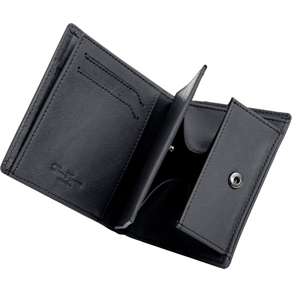Dom Teporna Men's Bifold Wallet, Smart, Italian Leather, Soft, Genuine Leather, Multiple Pockets, Small, Compact, Slim, Business, black