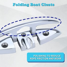 Folding Boat Cleats 316 Stainless Steel - 6" Marine Grade Flip-Up Dock Cleats with Backing Plates & Fasteners - Compatible with Yacht, Kayak, Pontoon - 4 Pack