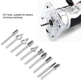 10-Pack High-Speed Steel Milling Cutters for Electric Trimmers, 3.2mm Shank, 36mm Length, Ideal for Woodworking, Carving, and Groove Milling