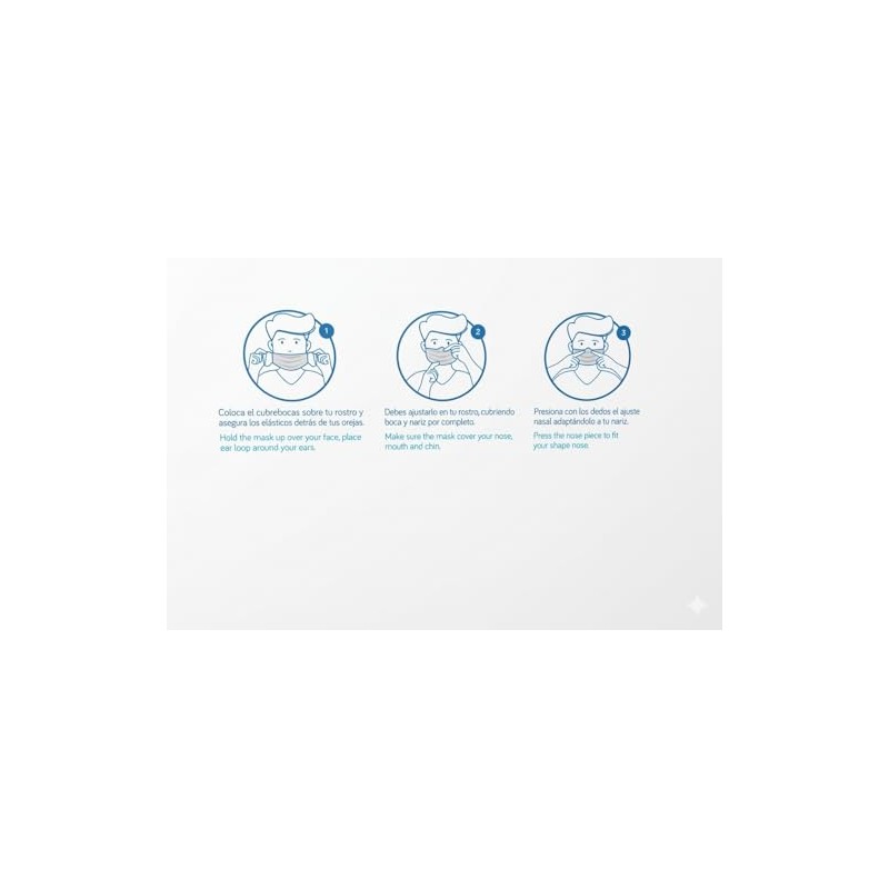 Ambiderm Cubrebocas 3 Capas Plisados Ajuste Nasal Colores (Blanco)
