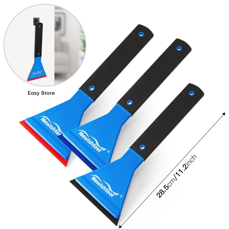 NEWISHTOOL Window Tint Squeegee Rubber with Handle, 3 PCS Different