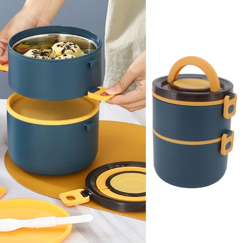Stackable Lunch Box 1600ml Dual Layers Stainless Steel BPA Free