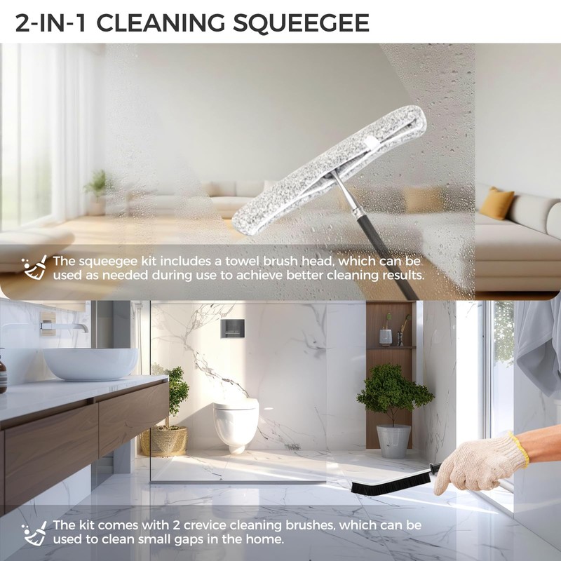 Mesiiloly 59.5" Long Handle Window Squeegee with Extension Pole, 12.4"