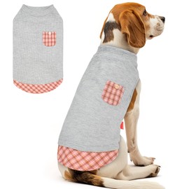 KYEESE Camisetas para Perros medianos con diseño de gofres, Suaves y elásticas, Ligeras, sin Mangas, Transpirables, con Detalle de Bolsillo y diseño clásico de Patchwork a Cuadros, Talla XX-Large
