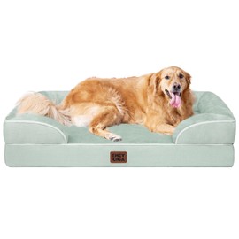 EHEYCIGA Orthopedic Dog Beds for Extra Large Dogs, Waterproof Memory Foam XL Dog Bed with Sides, Non-Slip Bottom and Egg-Crate Foam Big Pet Couch Bed with Washable Removable Cover, Sage Green