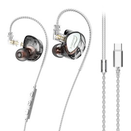 RitMoment IE10 Wired Earbuds - Professional IEM Earphones, Clear Sound & Deep Bass, Dual Magnetic Dynamic Driver, in Ear Monitors for Musicians, Audiophiles & Gamers (USB-C Plug with Mic, Black)