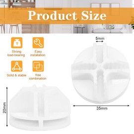 LANSKYLAN Pack of 20 Connectors for Boltless Shelving System, Plastic Connectors, Boltless Shelf, White Connectors, Round Plastic Connectors, Plastic Connectors for Boltless Shelves