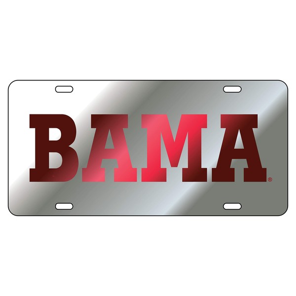 Craftique The University of Alabama Red on Silver Bama Laser Cut Inlaid Mirror Tag