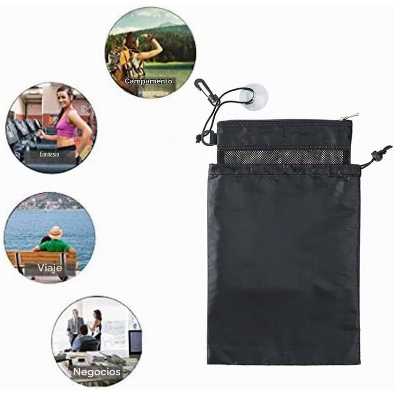 Bolsa de Ducha Portátil de Malla con Ventosa y Cremallera